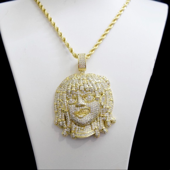 Custom Lab Diamond lil Pump Charm Pendant Chain - Picture 1 of 4